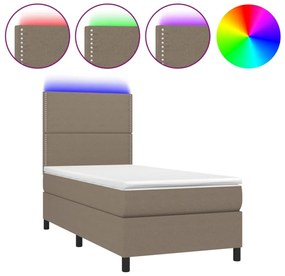 tópszínű szövet rugós és LED-es ágy matraccal 100x200 cm