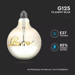 LED Dekorációs izzó FILAMENT G125 E27/5W/230V 2200K