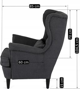 Fotel Wypoczynkowy EVAN 2 z Podnóżkiem Ciemnoszary
