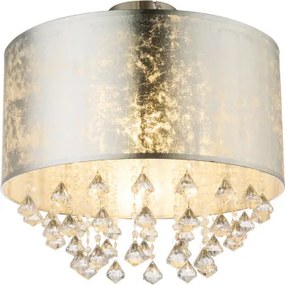 Globo 15188D3 Mennyezeti lámpa, nikkel matt, textil ezüst , akril kristály, áttetsző, ø: 400, H:380, Foglalat típusa:1xE27 60W 230V