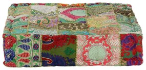 kézzel készült zöld pamut patchwork ülőpárna 50x50x12 cm