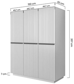 Nicole szekrény, 150 cm - Matt fehér / arany fogantyúkkal