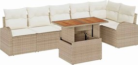 vidaXL Kerti Kanapé Szett párnával 7 pcs bézs és krémszínű