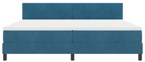 Boxspring Ágy Mattal Sötétkék 200x200 cm Bársony