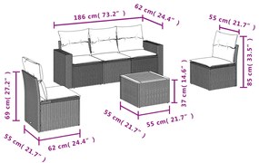 6 részes szürke polyrattan kerti ülőgarnitúra párnákkal