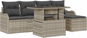 vidaXL Kültéri Ülőgarnitúra párnával 6 pcs Világosszürke Poli rattan