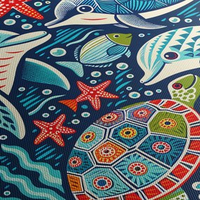Kép – Rajzolt vízi állatok (70x50 cm)