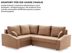 Grande Plus sarokkanapé, baloldali, szövet anyag, barna