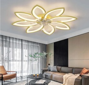 Mennyezeti ventilátor 72W Led világítással és távirányítóval, arany