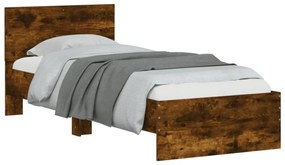 füstös tölgy színű ágykeret fejtámlával és LED-ekkel 75x190 cm