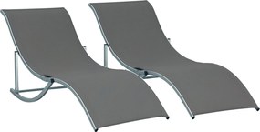 Outsunny 2 darabos napernyő készlet - Ergonomikus szövet napozóágyak alumínium vázzal, Sötétszürke 165 x 61 x 63 cm | Aosom