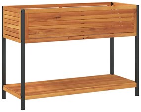 vidaXL tömör akácfa és acél kerti virágtartó polccal 110 x 45 x 80 cm