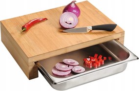 Vágódeszka gasztro tálcával, bambusz 37,5 x 27,5 x 9,5 cm