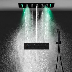 Falba süllyesztett zuhanyrendszer ELITE EDITION BCS1557 LED-világítással, fekete és matt fekete felülettel — Fekete