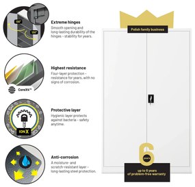 Fém iratszekrény JAN II, 1150 x 185 x 400 mm, fehér