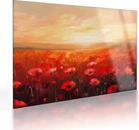 Üveg kép - Mező pipacsok (70x50 cm)