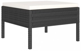 4 részes fekete polyrattan kerti bútorszett párnákkal
