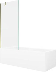 Mexen Cubik 160 x 70 cm-es téglalap alakú kád burkolattal és 1 szárnyú 80 cm-es paravánnal, áttetsző, arany