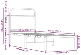 ágykeret matrac nélkül 80x200 cm sonoma tölgyfa műfa