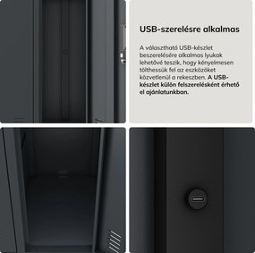 Antracit, 10 ajtós öltözőszekrény, 1360x1720x450 mm: BARTEK