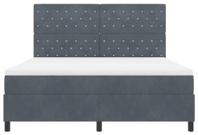 Boxspring Ágy Mattal Sötétszürke Szuper Király Bársonyos