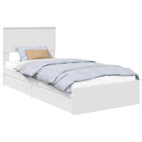 vidaXL Tárolós Ágy fejtámlával fiókkal Fehér 75 x 190 cm Faanyag