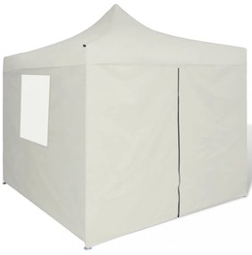 krémszínű összecsukható pavilon 4 fallal 3 x 3 m