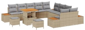 vidaXL Kerti Kanapé Szett 13 pcs Bézs polirattan