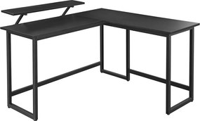 Sarok íróasztal monitor állvánnyal, fekete 140x130x92cm