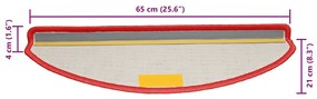 30 db piros, félkör alakú, nagy lépcsőszőnyeg 65 x 21 x 4 cm