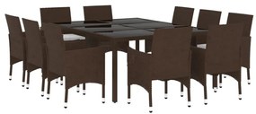 vidaXL 11 részes barna polyrattan kültéri étkezőgarnitúra