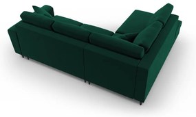 Zöld bársony kinyitható tárolóhelyes sarokkanapé (bal oldali-L alakú) Kyoto – Cosmopolitan Design