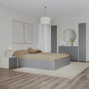 Malmo V5 hálószoba szett 160 x 200 cm-es ággyal, Fehér tölgy / Antracit