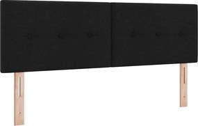 vidaXL LED ágytámla LED -es lámpákkal Fekete 144 cm Poliészter