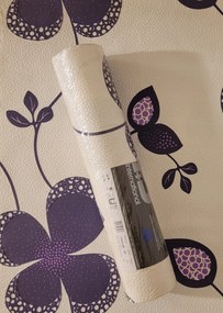 Krémszínű alapon lila virágok háttérkép 13053-40