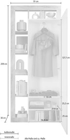 Gardróbszekrény LENOR 91x209 cm fehér/barna