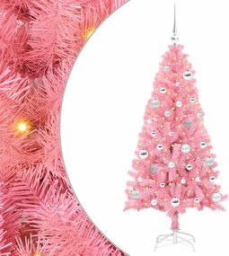 vidaXL Karácsonyfa 150 LED-del állvánnyal Rózsaszín 150 cm PVC