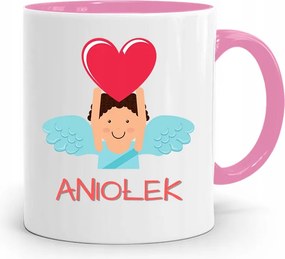 Rózsaszín Bögre Gyerekeknek Lányoknak Kis Angyalka +név fényképes nyomtatással