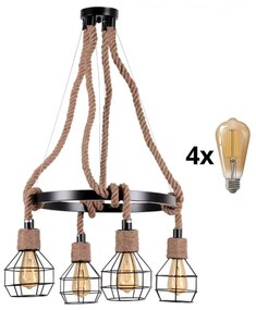 Polux LED Csillár zsinóron ROPE ALEGRA 4xE27/10W/230V LEDSA1202