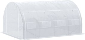 Outsunny 4 x 3 x 2 m Polytunnel Üvegház, Görgethető Fedéllel, UV Védelem, Acél Váz, Fehér | Aosom