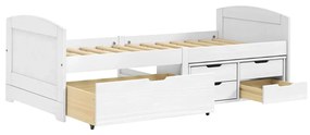 IRUN fehér tömör fenyőfa kanapéágy 5 fiókkal 90 x 200 cm
