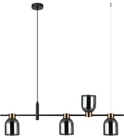 ITALUX PND-66892-4-BK-SG SERVIO Többágú Függesztett Lámpa Fekete, Füstös E14 IP20