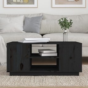 Fekete tömör fenyőfa dohányzóasztal 90 x 49 x 40,5 cm