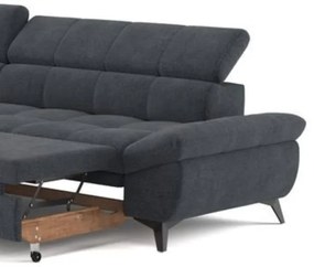 Fekete MARANO balos L-alakú kihajtható sarokkanapé