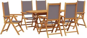 vidaXL Kert étkező szett 7 pcs Antracit Tömör Akácfa