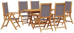 vidaXL Kert étkező szett 7 pcs Antracit Tömör Akácfa