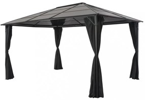 fekete alumínium pavilon függönnyel 4 x 3 x 2,6 m