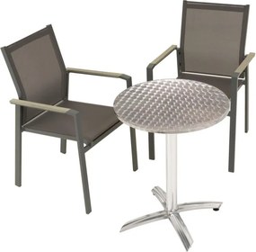 Kerti szett bisztróasztal 2 egymásba rakható szék szürke