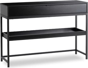 Előszobai konzol polccal fekete színben, 100 cm, RUBY