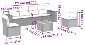 7 részes szürke polyrattan kerti ülőgarnitúra párnákkal